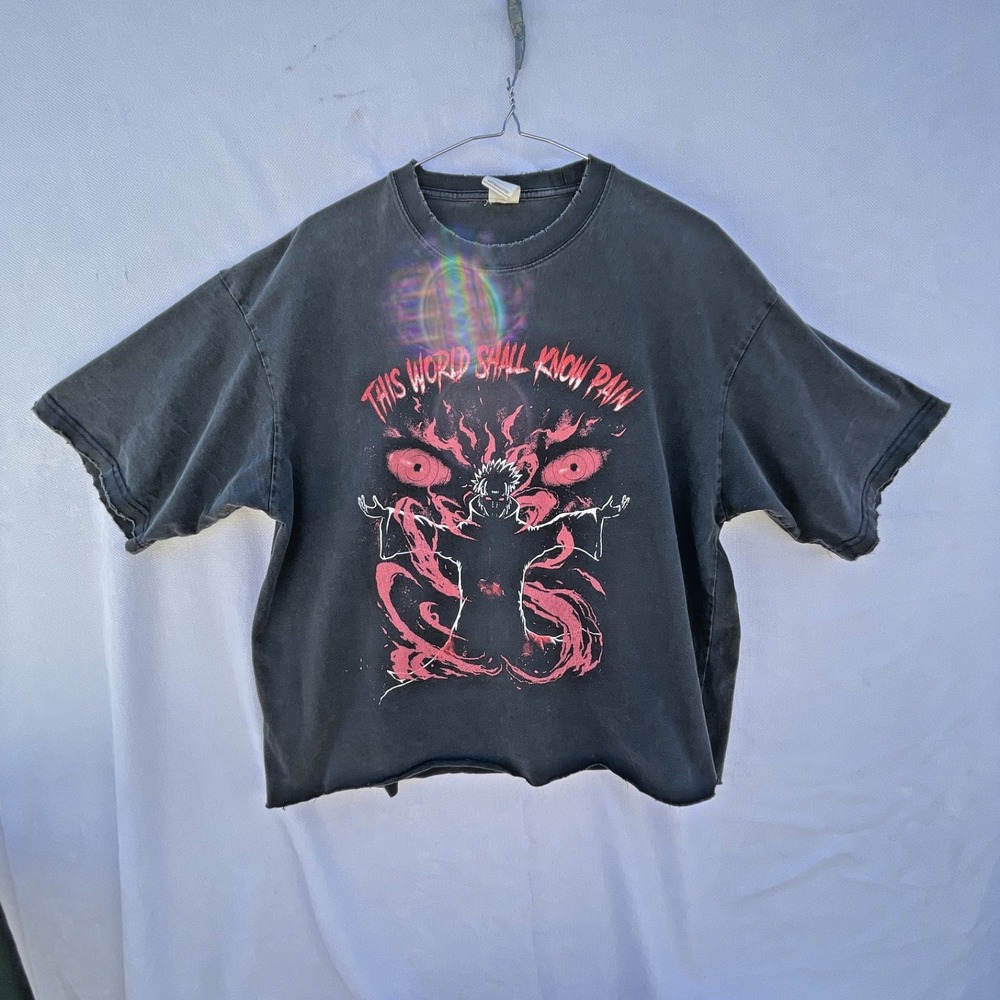 Naruto‎ T Shirt Mens Size Large Black This World Shall Know Pain Japanese Manga